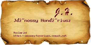 Jánossy Honóriusz névjegykártya